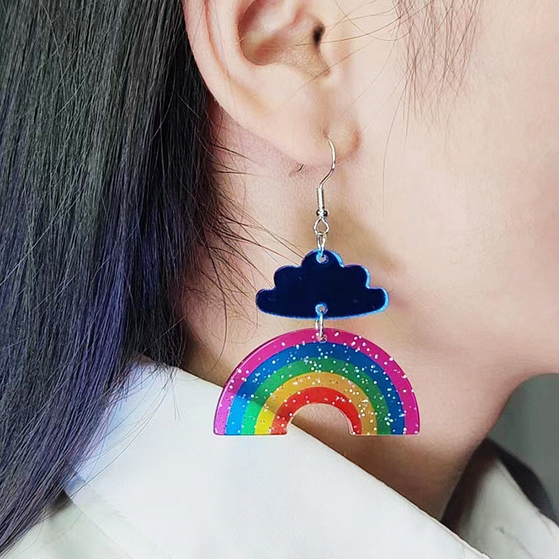 Cloud Rainbow Acrylic Earrings