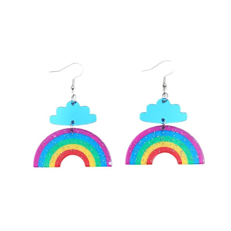 Cloud Rainbow Acrylic Earrings