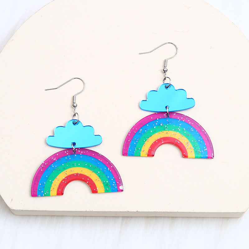Cloud Rainbow Acrylic Earrings