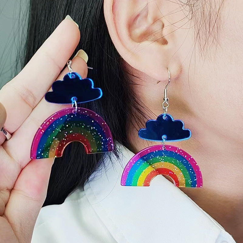 Cloud Rainbow Acrylic Earrings