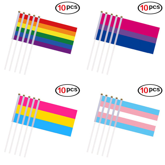 10 Mini Handheld Pride Flag – LGBTQ+ Identity Flags (14x21cm)