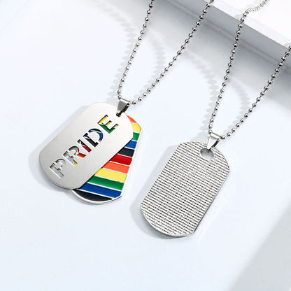 LGBTQ+ Geometric Pendant Necklace (Silver or Black)