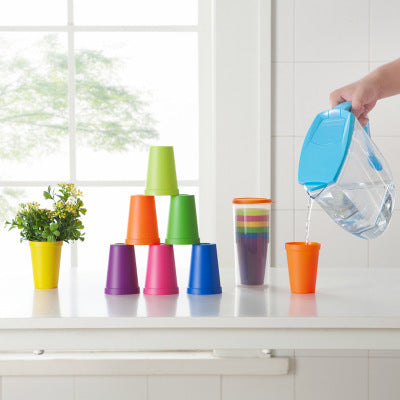 Rainbow Travel Drinkware Set – Bottle + 7 Stackable Cups