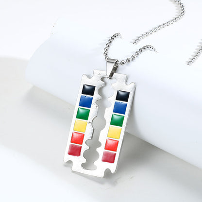 LGBTQ+ Geometric Pendant Necklace (Silver or Black)