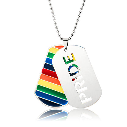 LGBTQ+ Geometric Pendant Necklace (Silver or Black)