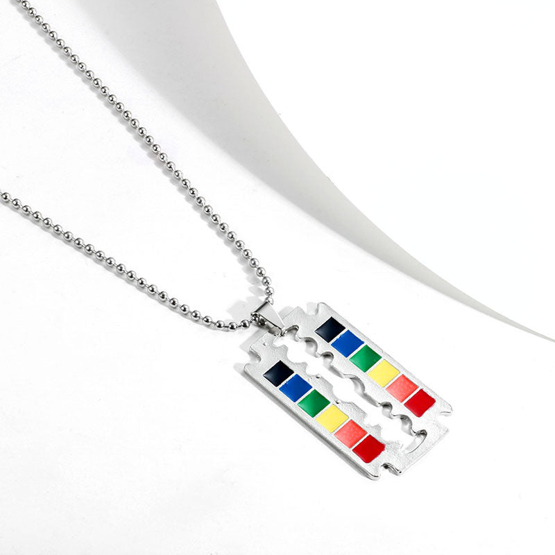 LGBTQ+ Geometric Pendant Necklace (Silver or Black)