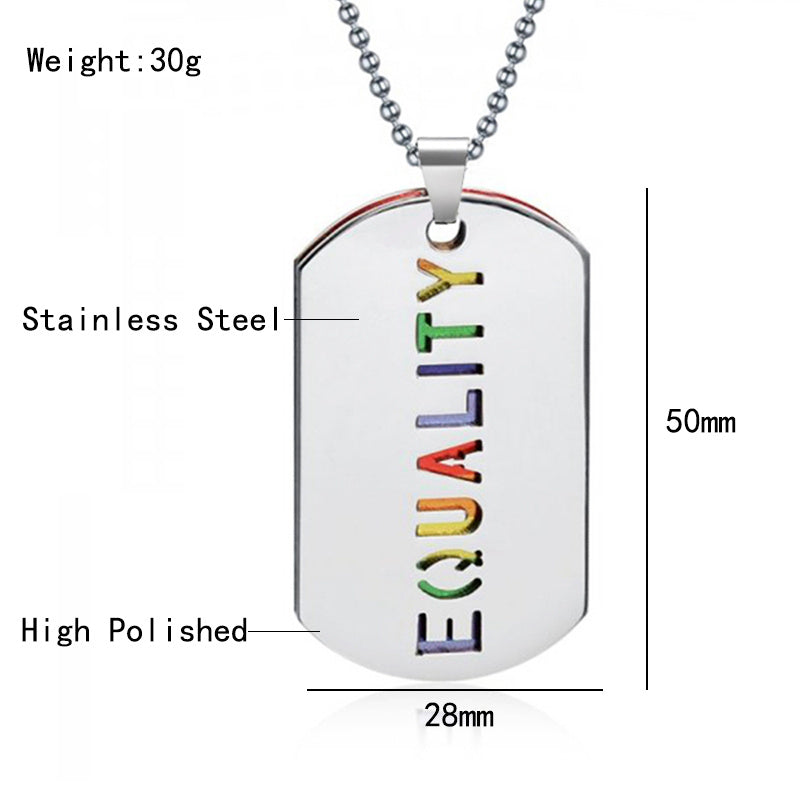 LGBTQ+ Geometric Pendant Necklace (Silver or Black)