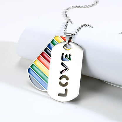 LGBTQ+ Geometric Pendant Necklace (Silver or Black)