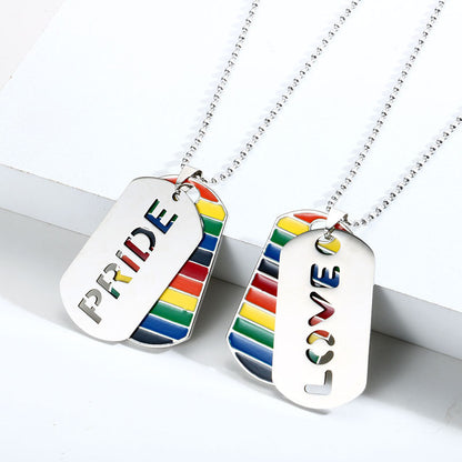 LGBTQ+ Geometric Pendant Necklace (Silver or Black)