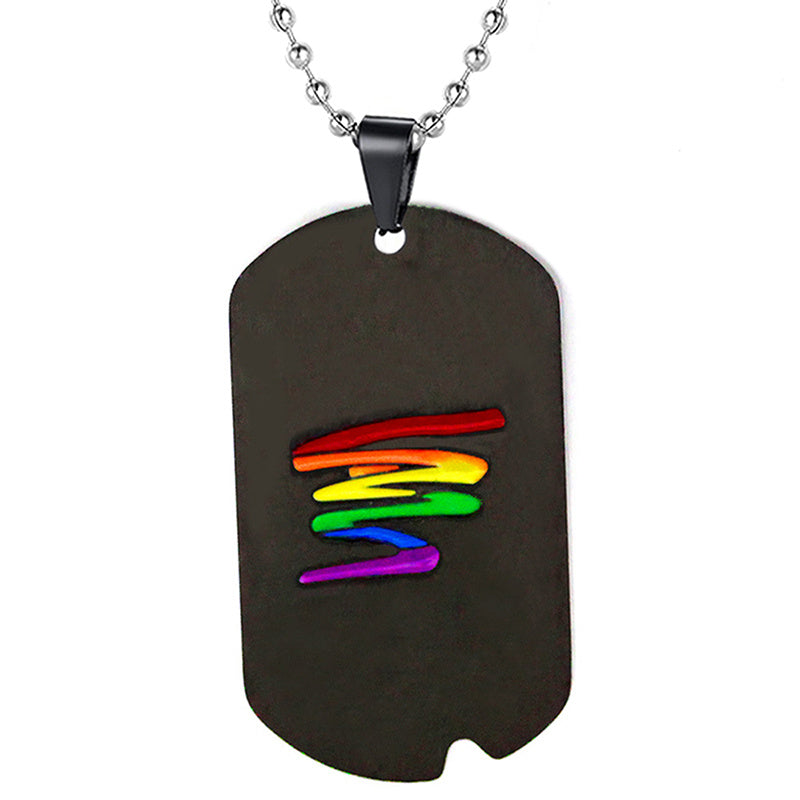 LGBTQ+ Geometric Pendant Necklace (Silver or Black)