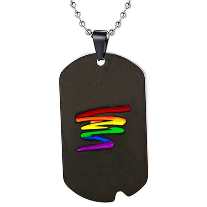 LGBTQ+ Geometric Pendant Necklace (Silver or Black)